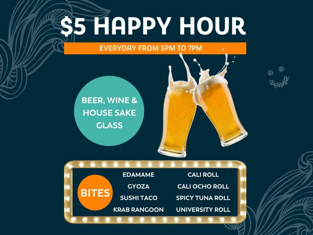 $5 happy hour every day flyer